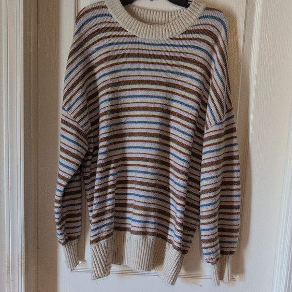 Arizona Jean Company Striped Sweater - Cream, Brown, Blue - Picture 1 of 7